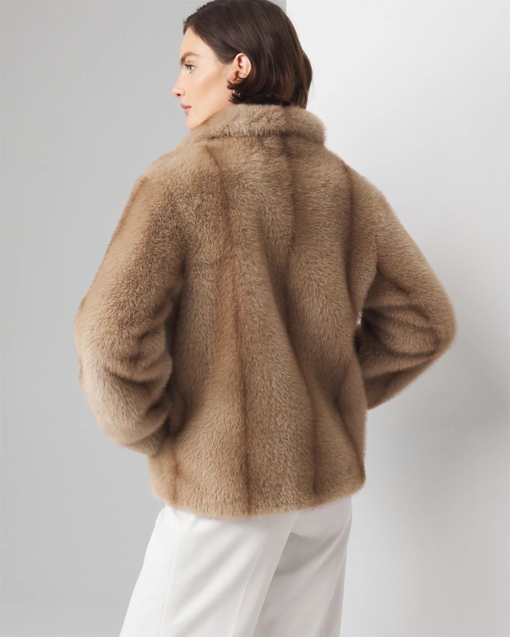 White house black market faux fur coat top